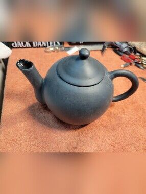 Vintage Japanese Black Matte Round Teapot